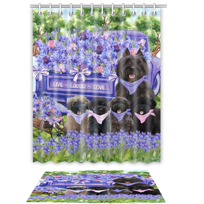 Bouviers des Flandres Shower Curtain & Bath Mat Set, Custom, Explore a Variety of Designs, Personalized, Curtains with hooks and Rug Bathroom Decor, Halloween Gift for Dog Lovers