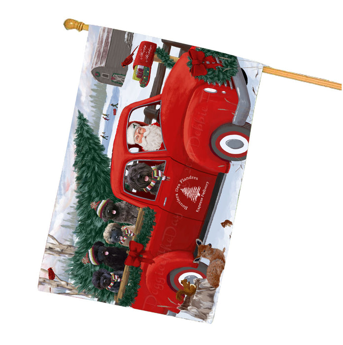 Christmas Santa Express Delivery Red Truck Bouvier Dogs House Flag Outdoor Decorative Double Sided Pet Portrait Weather Resistant Premium Quality Animal Printed Home Decorative Flags 100% Polyester