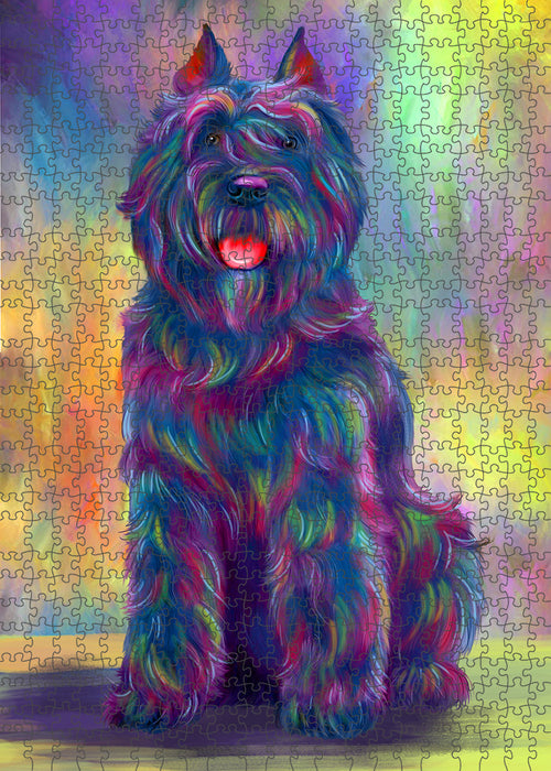 Paradise Wave Bouviers Des Flandres Dog Portrait Jigsaw Puzzle for Adults Animal Interlocking Puzzle Game Unique Gift for Dog Lover's with Metal Tin Box