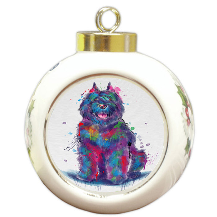 Watercolor Bouviers Des Flandres Dog Round Ball Christmas Ornament RBPOR58761