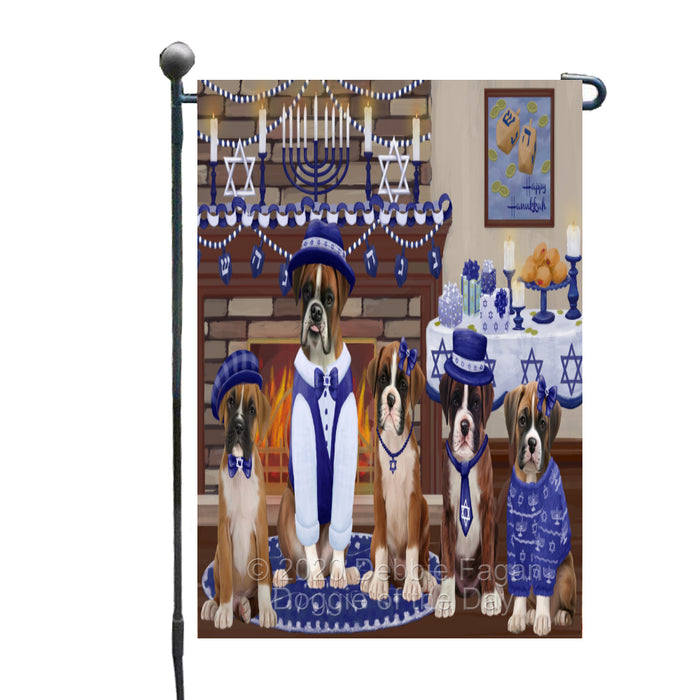 Happy Hanukkah Family Boxer Dogs Garden Flag GFLG65967