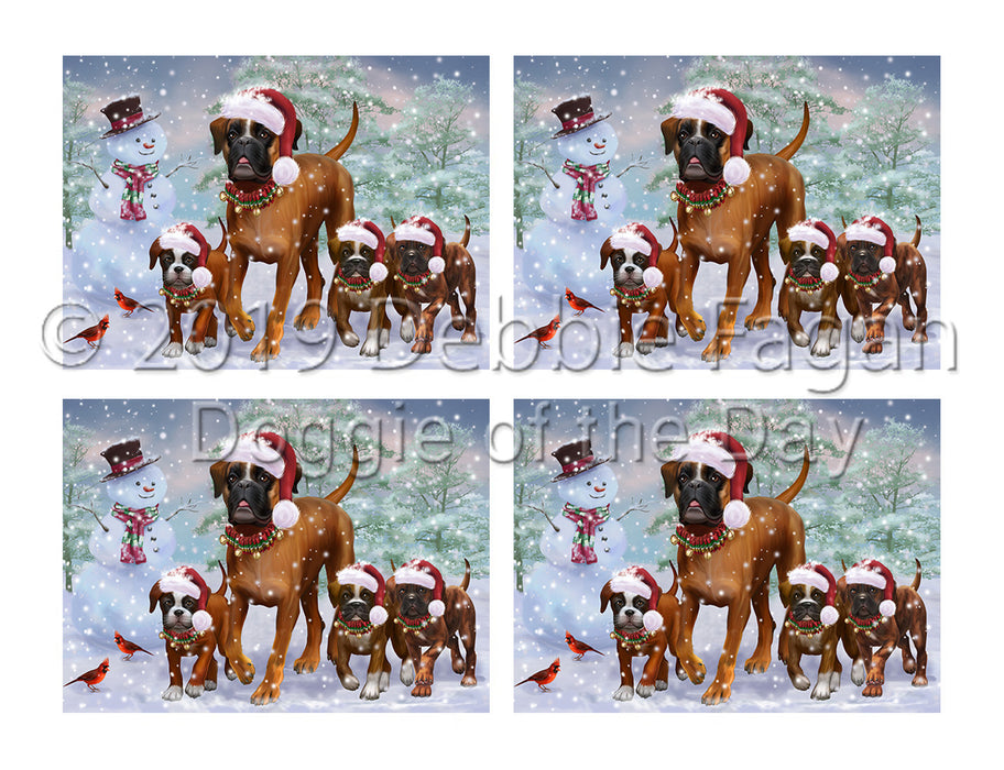 Christmas Running Fammily Boxer Dogs Placemat