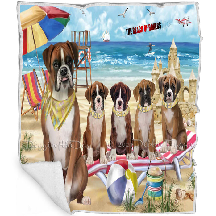 Pet Friendly Beach Boxer Dogs Blanket BLNKT142479