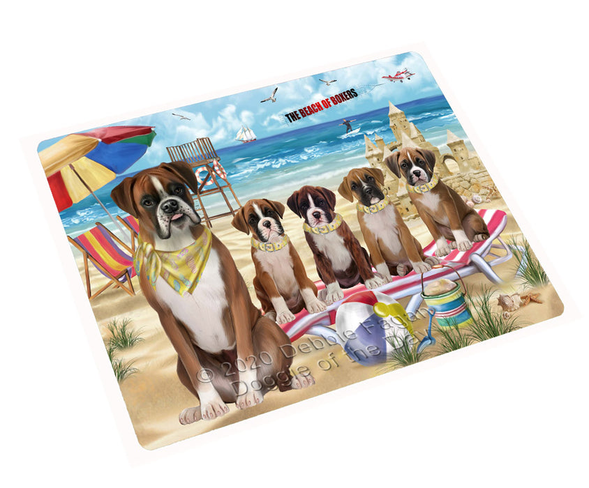 Pet Friendly Beach Boxer Dogs Cutting Board - For Kitchen - Scratch & Stain Resistant - Designed To Stay In Place - Easy To Clean By Hand - Perfect for Chopping Meats, Vegetables