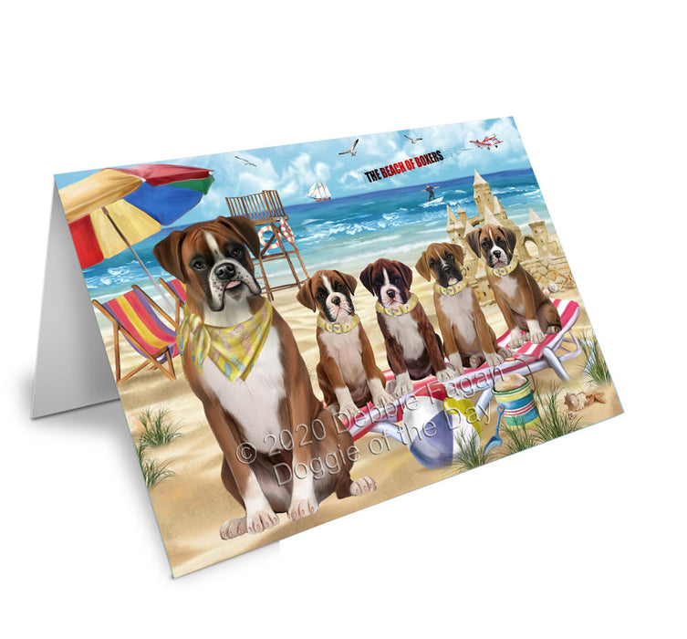 Pet Friendly Beach Boxer Dogs Handmade Artwork Assorted Pets Greeting Cards and Note Cards with Envelopes for All Occasions and Holiday Seasons