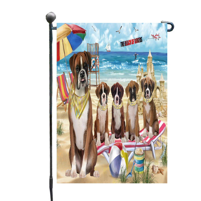 Pet Friendly Beach Boxer Dogs Garden Flags Outdoor Decor for Homes and Gardens Double Sided Garden Yard Spring Decorative Vertical Home Flags Garden Porch Lawn Flag for Decorations
