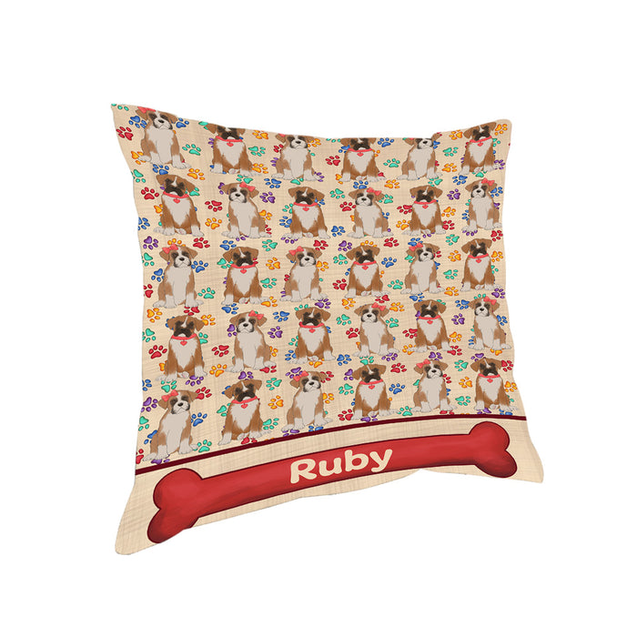 Rainbow Paw Print Boxer Dogs Pillow PIL84004