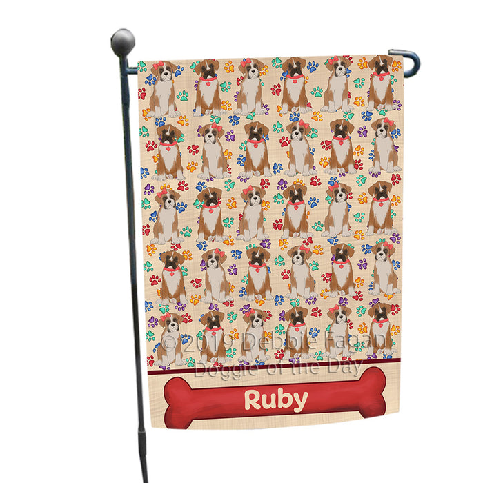 Rainbow Paw Print Boxer Dogs Garden Flag GFLG65225