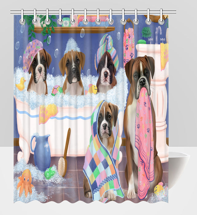 Rub A Dub Dogs In A Tub Boxer Dogs Shower Curtain