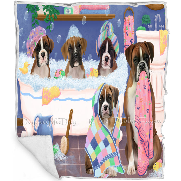 Rub A Dub Dogs In A Tub Boxers Dog Blanket BLNKT130368