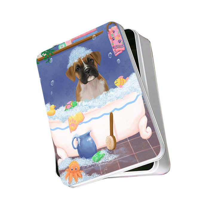 Rub A Dub Dog In A Tub Boxer Dog Photo Storage Tin PITN57265