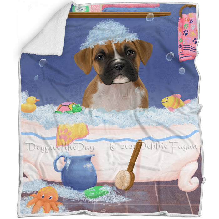 Rub A Dub Dog In A Tub Boxer Dog Blanket BLNKT143022