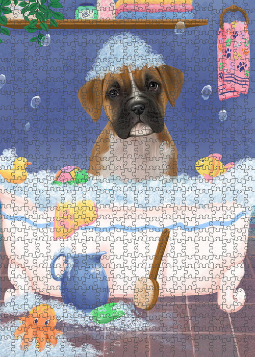 Rub A Dub Dog In A Tub Boxer Dog Portrait Jigsaw Puzzle for Adults Animal Interlocking Puzzle Game Unique Gift for Dog Lover's with Metal Tin Box PZL234