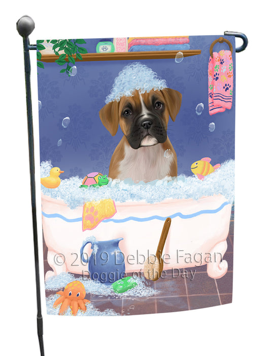 Rub A Dub Dog In A Tub Boxer Dog Garden Flag GFLG66178