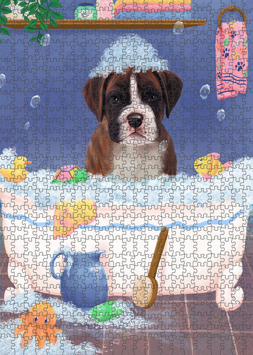 Rub A Dub Dog In A Tub Boxer Dog Portrait Jigsaw Puzzle for Adults Animal Interlocking Puzzle Game Unique Gift for Dog Lover's with Metal Tin Box PZL235