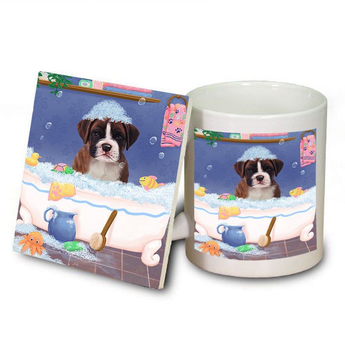 Rub A Dub Dog In A Tub Boxer Dog Mug and Coaster Set MUC57315