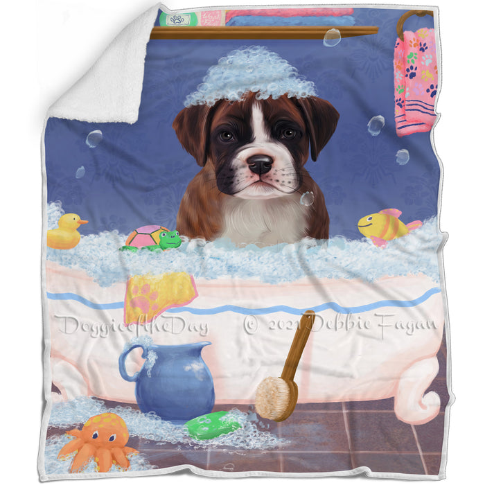 Rub A Dub Dog In A Tub Boxer Dog Blanket BLNKT143023
