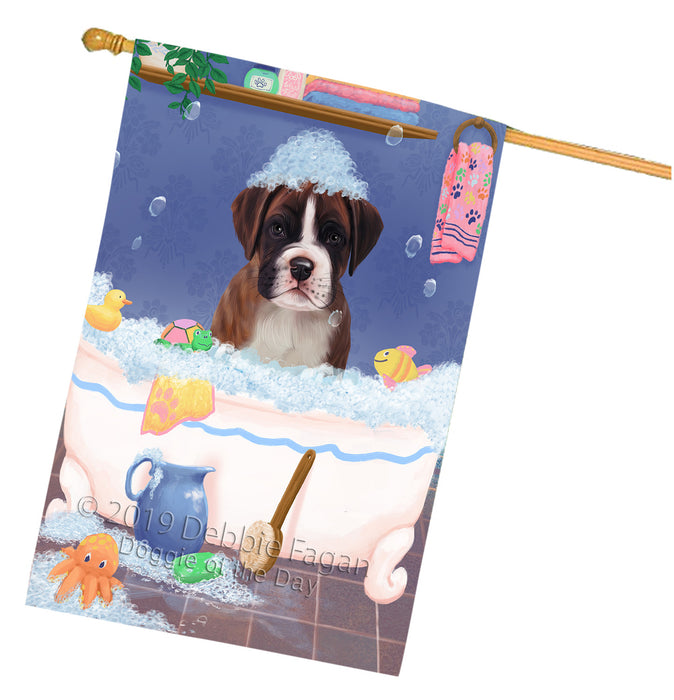 Rub A Dub Dog In A Tub Boxer Dog House Flag FLG66235