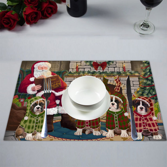 Christmas Cozy Holiday Fire Tails Boxer Dogs Placemat