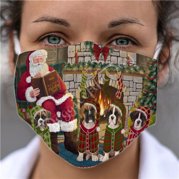 Christmas Cozy Holiday Fire Tails Boxer Dogs Face Mask FM48615
