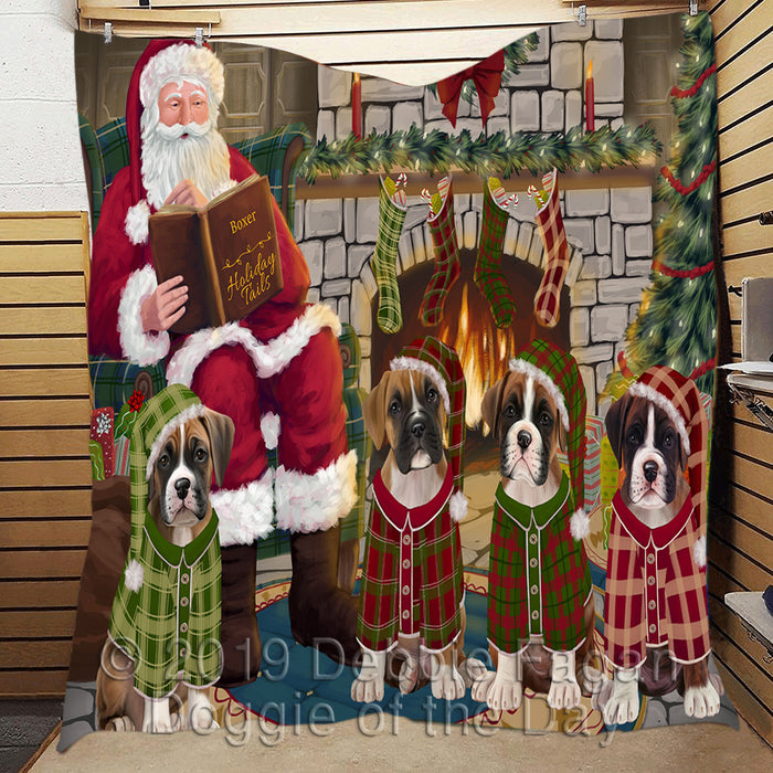 Christmas Cozy Holiday Fire Tails Boxer Dogs Quilt