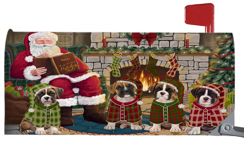 Christmas Cozy Holiday Fire Tails Boxer Dogs 6.5 x 19 Inches Magnetic Mailbox Cover Post Box Cover Wraps Garden Yard Décor MBC48886
