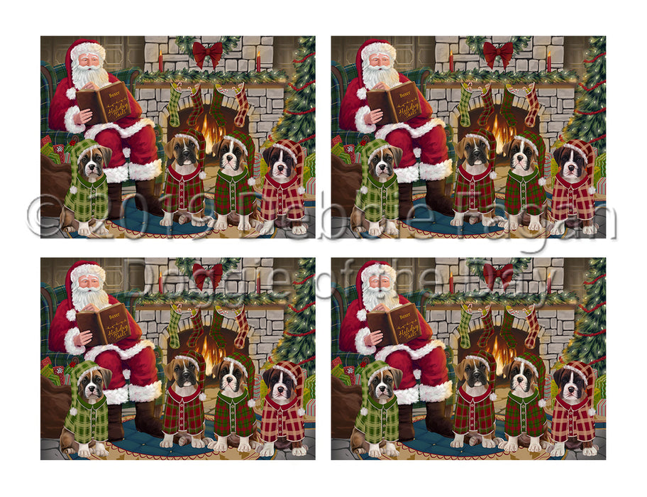 Christmas Cozy Holiday Fire Tails Boxer Dogs Placemat