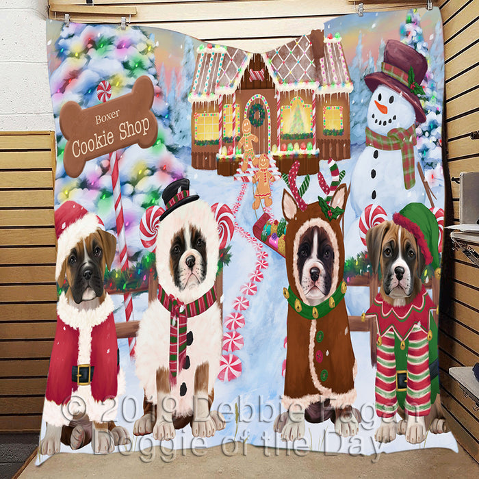 Holiday Gingerbread Cookie Boxer Dogs Quilt