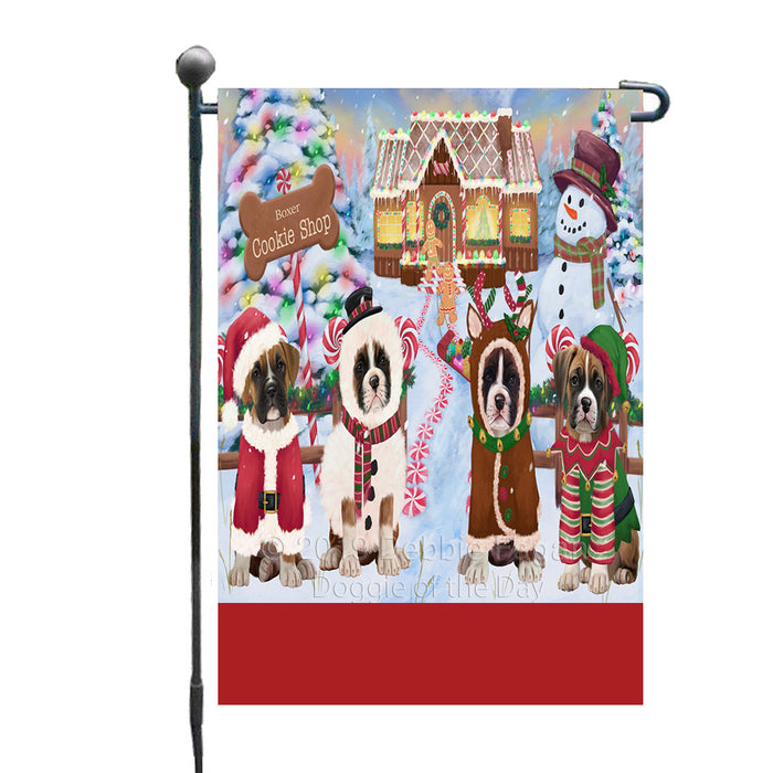 Personalized Holiday Gingerbread Cookie Shop Boxer Dogs Custom Garden Flags GFLG-DOTD-A59188