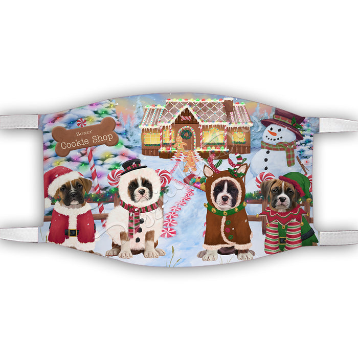 Holiday Gingerbread Cookie Boxer Dogs Shop Face Mask FM48877
