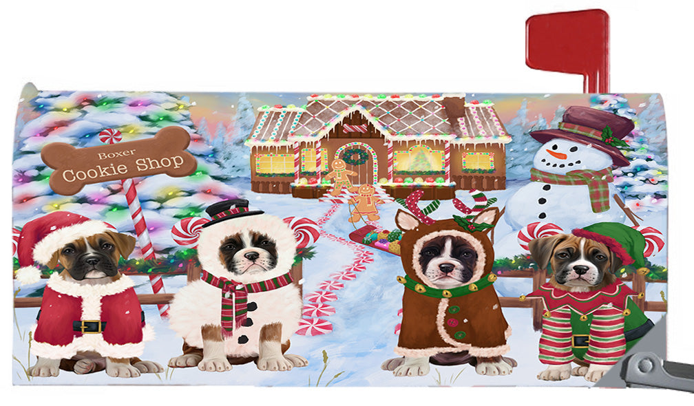 Christmas Holiday Gingerbread Cookie Shop Boxer Dogs 6.5 x 19 Inches Magnetic Mailbox Cover Post Box Cover Wraps Garden Yard Décor MBC48975