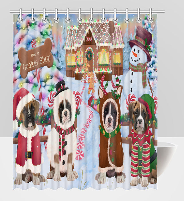 Holiday Gingerbread Cookie Boxer Dogs Shower Curtain