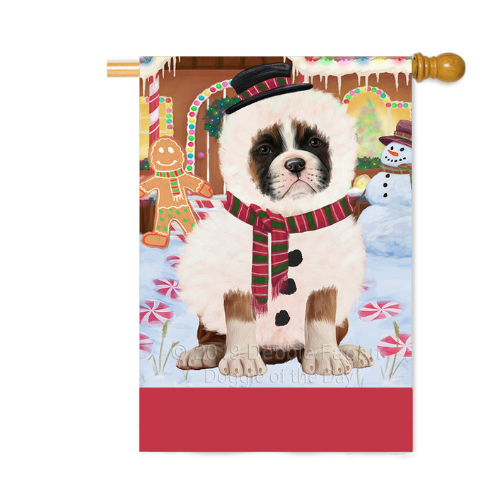 Personalized Gingerbread Candyfest Boxer Dog Custom House Flag FLG63755