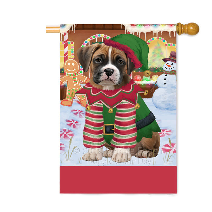 Personalized Gingerbread Candyfest Boxer Dog Custom House Flag FLG63757