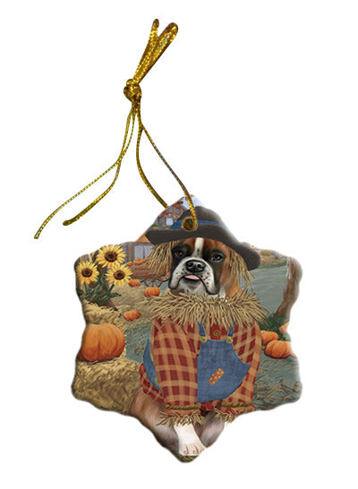 Fall Pumpkin Scarecrow Boxer Copy Dogs Star Porcelain Ornament SPOR57541