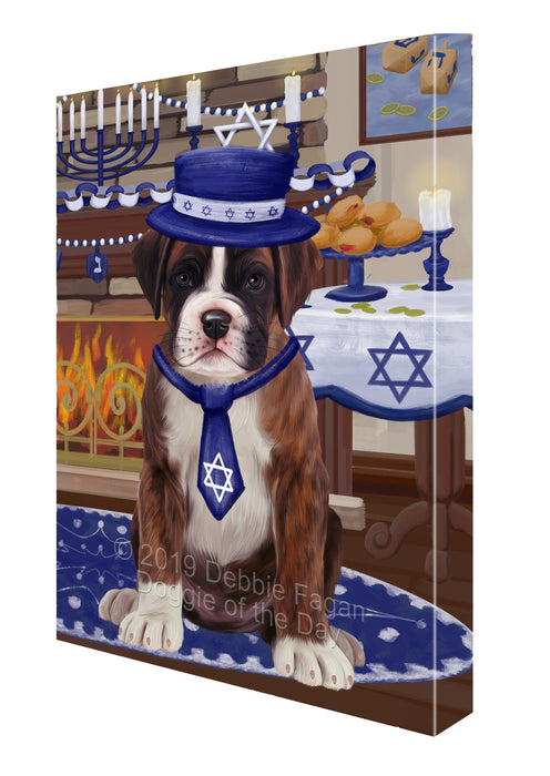Happy Hanukkah Family and Happy Hanukkah Both Boxer Dog Canvas Print Wall Art Décor CVS140507