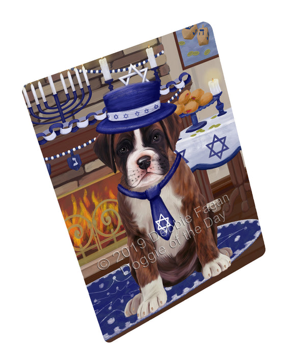Happy Hanukkah Family and Happy Hanukkah Both Boxer Dog Cutting Board C77437