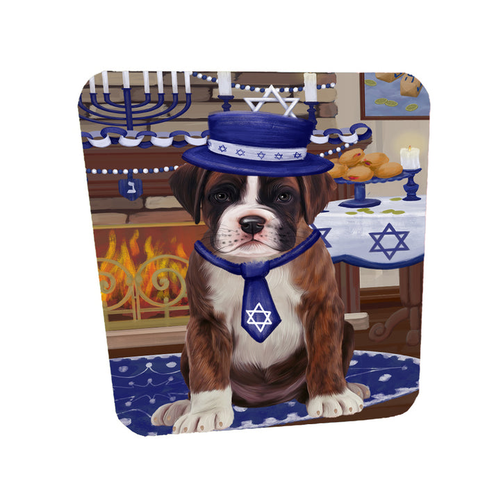 Happy Hanukkah Family Boston Terrier Dogs Coasters Set of 4 CSTA57613