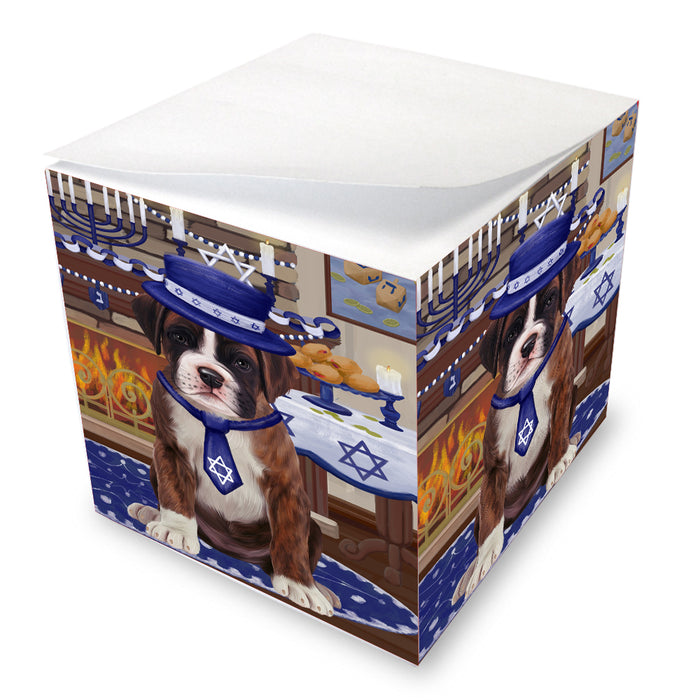 Happy Hanukkah Family Boxer Dogs note cube NOC-DOTD-A56686