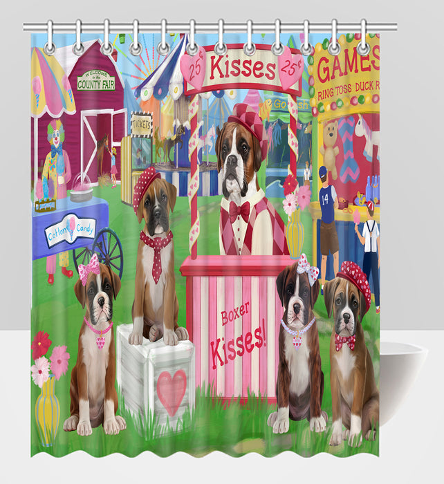 Carnival Kissing Booth Boxer Dogs Shower Curtain