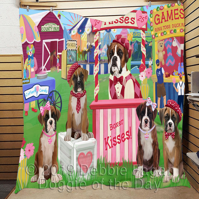Carnival Kissing Booth Boxer Dogs Quilt