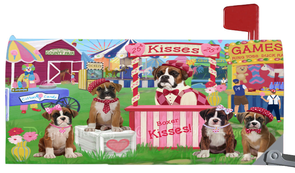 Carnival Kissing Booth Boxer Dogs Magnetic Mailbox Cover Both Sides Pet Theme Printed Decorative Letter Box Wrap Case Postbox Thick Magnetic Vinyl Material