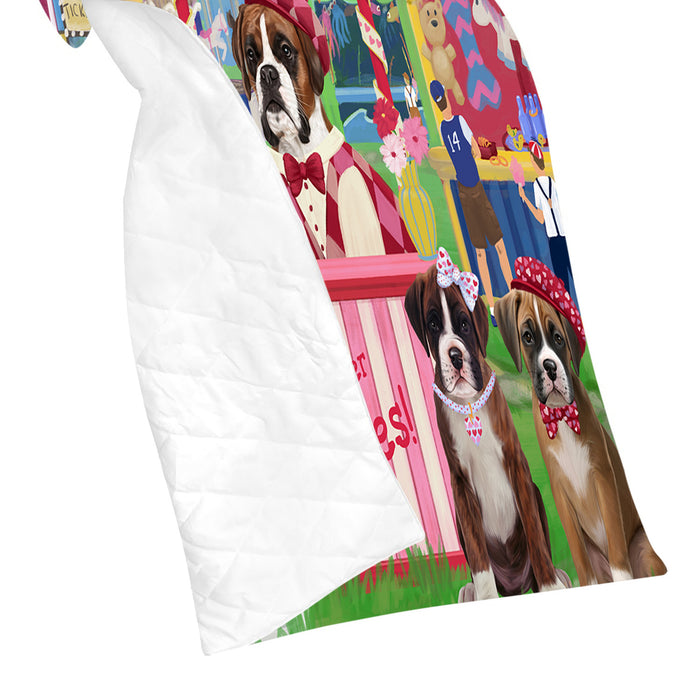 Carnival Kissing Booth Boxer Dogs Quilt