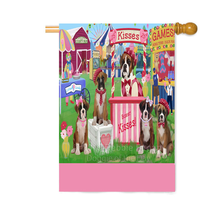 Personalized Carnival Kissing Booth Boxer Dogs Custom House Flag FLG63590