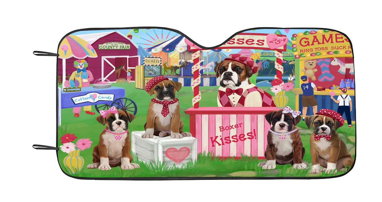 Carnival Kissing Booth Boxer Dogs Car Sun Shade