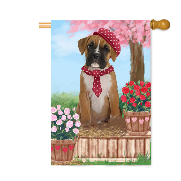 Personalized Rosie 25 Cent Kisses Boxer Dog Custom House Flag FLG64814