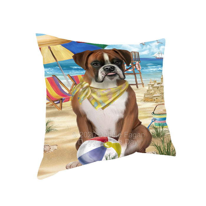 Pet Friendly Beach Boxer Dog Pillow with Top Quality High-Resolution Images - Ultra Soft Pet Pillows for Sleeping - Reversible & Comfort - Ideal Gift for Dog Lover - Cushion for Sofa Couch Bed - 100% Polyester, PILA91609