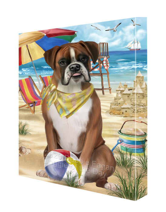 Pet Friendly Beach Boxer Dog Canvas Wall Art - Premium Quality Ready to Hang Room Decor Wall Art Canvas - Unique Animal Printed Digital Painting for Decoration CVS136