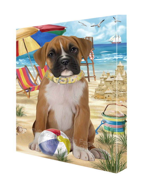 Pet Friendly Beach Boxer Dog Canvas Wall Art - Premium Quality Ready to Hang Room Decor Wall Art Canvas - Unique Animal Printed Digital Painting for Decoration CVS137