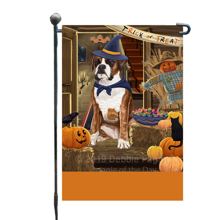 Personalized Enter at Own Risk Trick or Treat Halloween Boxer Dog Custom Garden Flags GFLG-DOTD-A59497